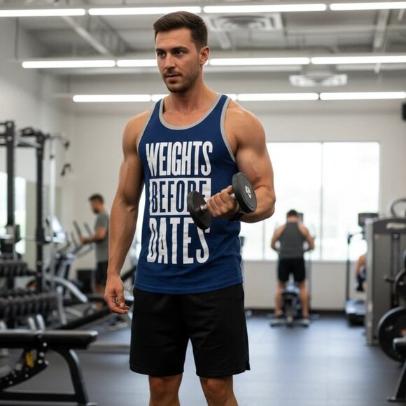 Weights Before Dates Bioworld Workout Tank Top SZ Mens Medium - Picture 6 of 7